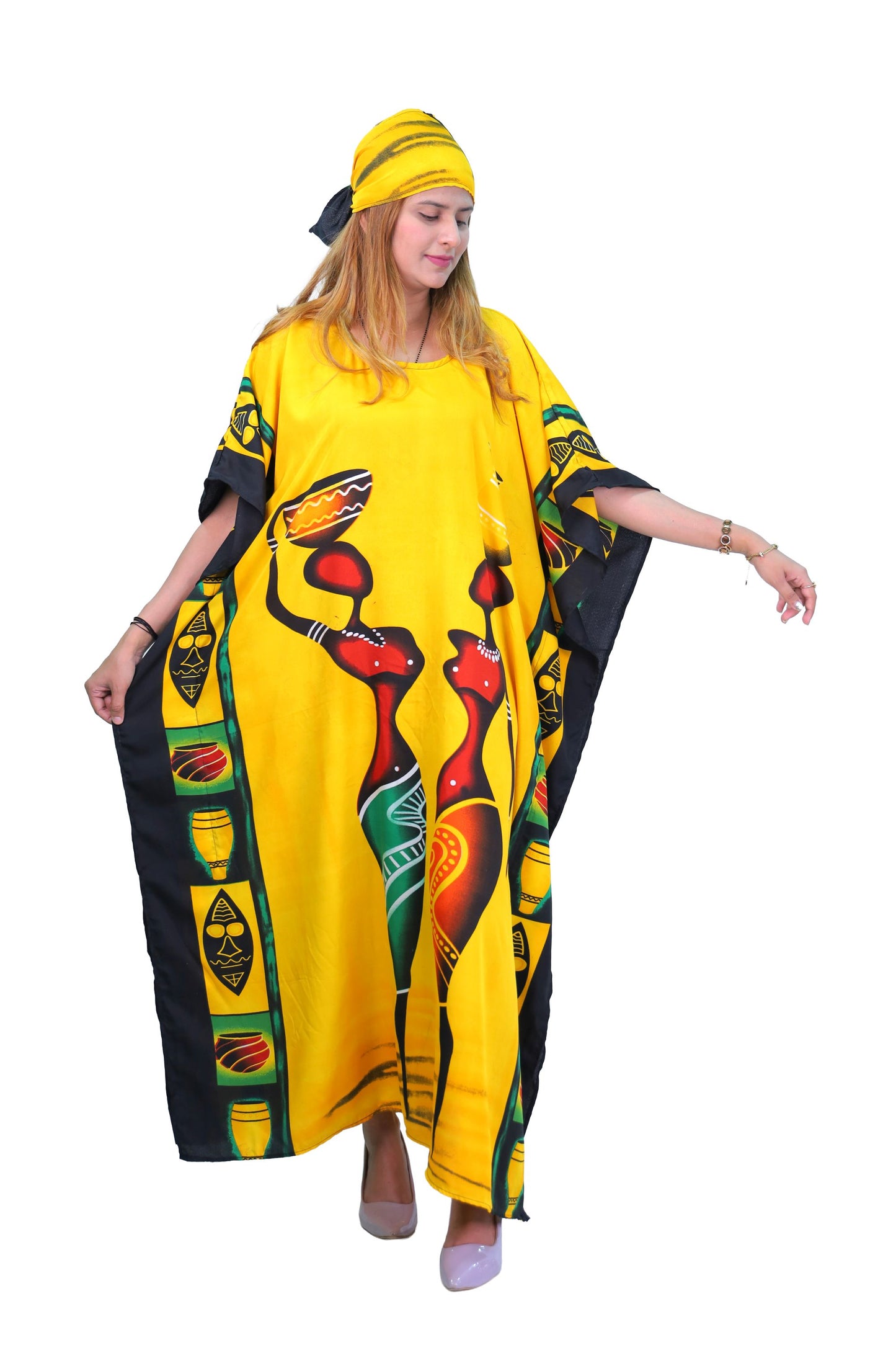 Women's Plus Size Caftan Dress - Yellow