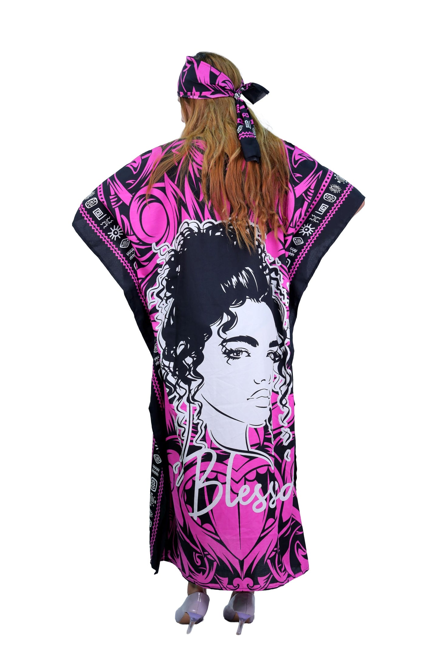 Women's Plus Size Verbiage "Blessed" Caftan Dress - Purple