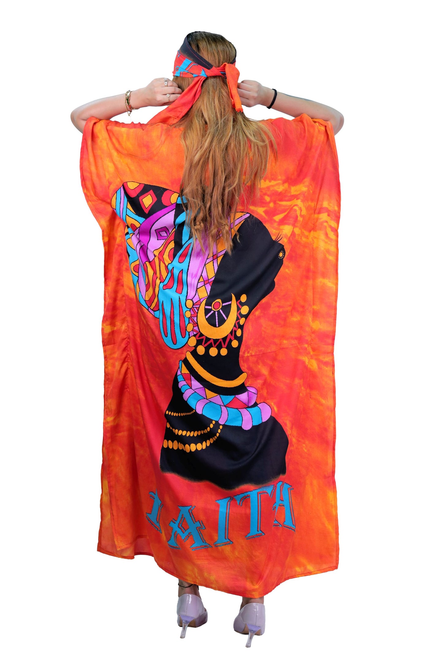 Women's Plus Size African Print "FAITH" Kaftan Dress - Red