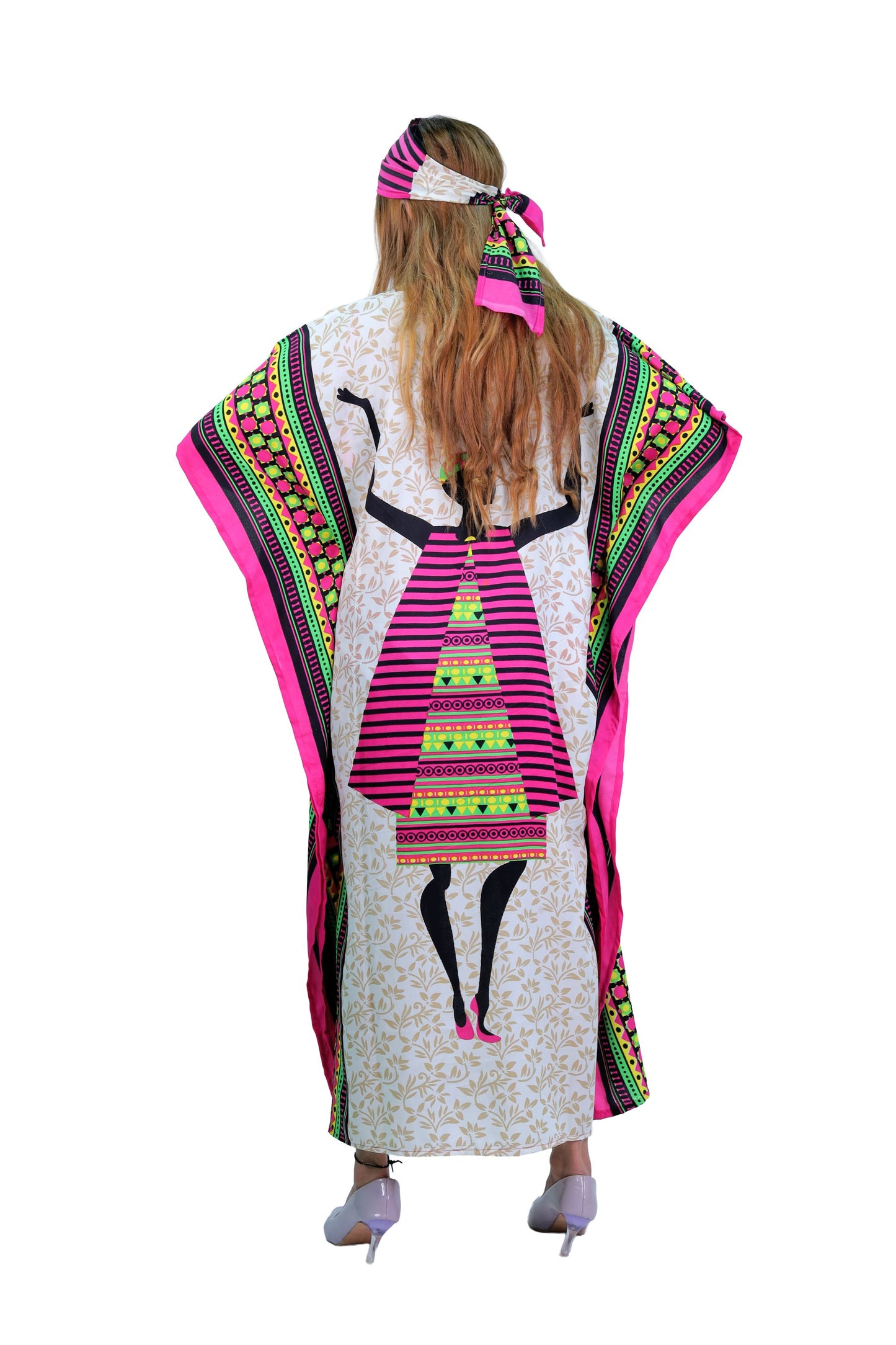 Women's Plus Size African Print Kaftan Maxi Dress - Pink