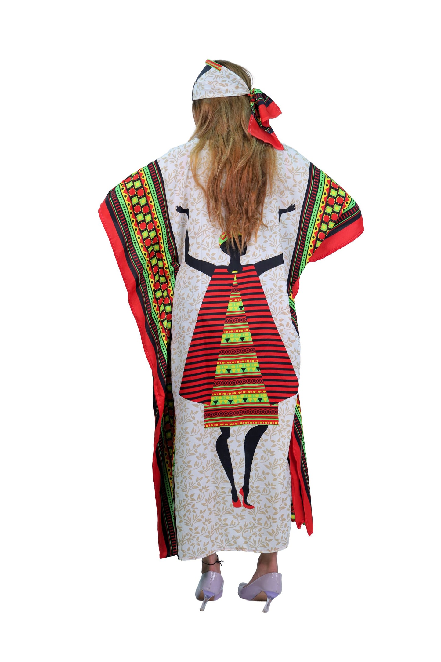 Women's Plus Size African Print Kaftan Maxi Dress - Red