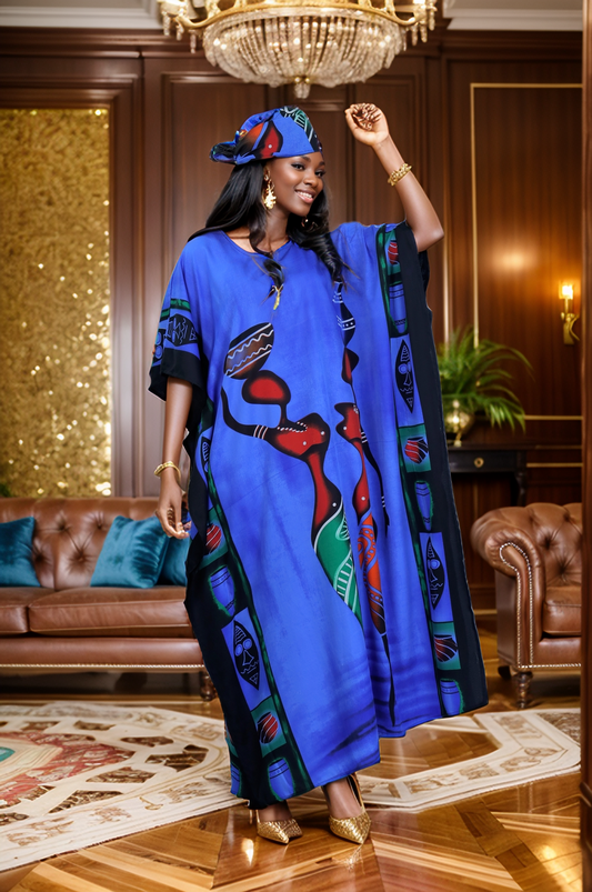 Women's Plus Size Caftan Dress - Blue