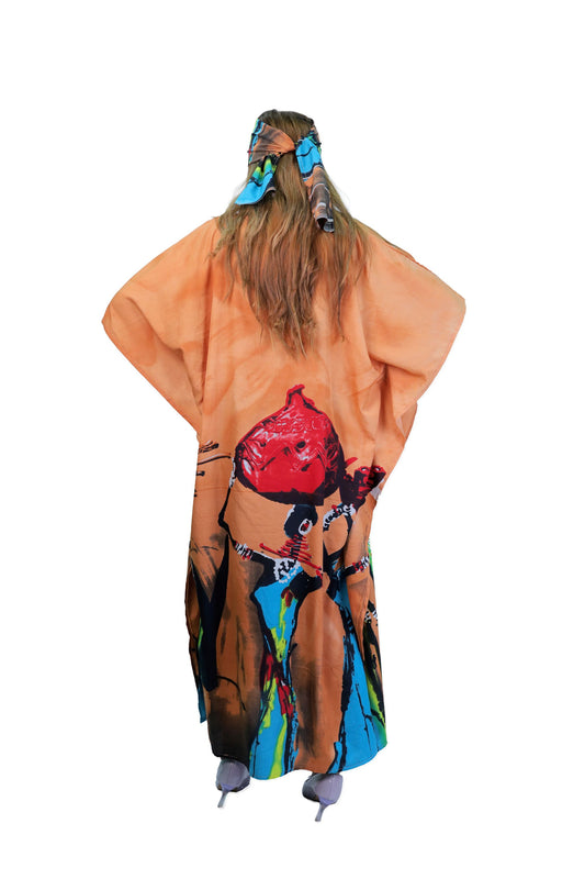 Women's Plus Size African Print Kaftan Dress - Rust